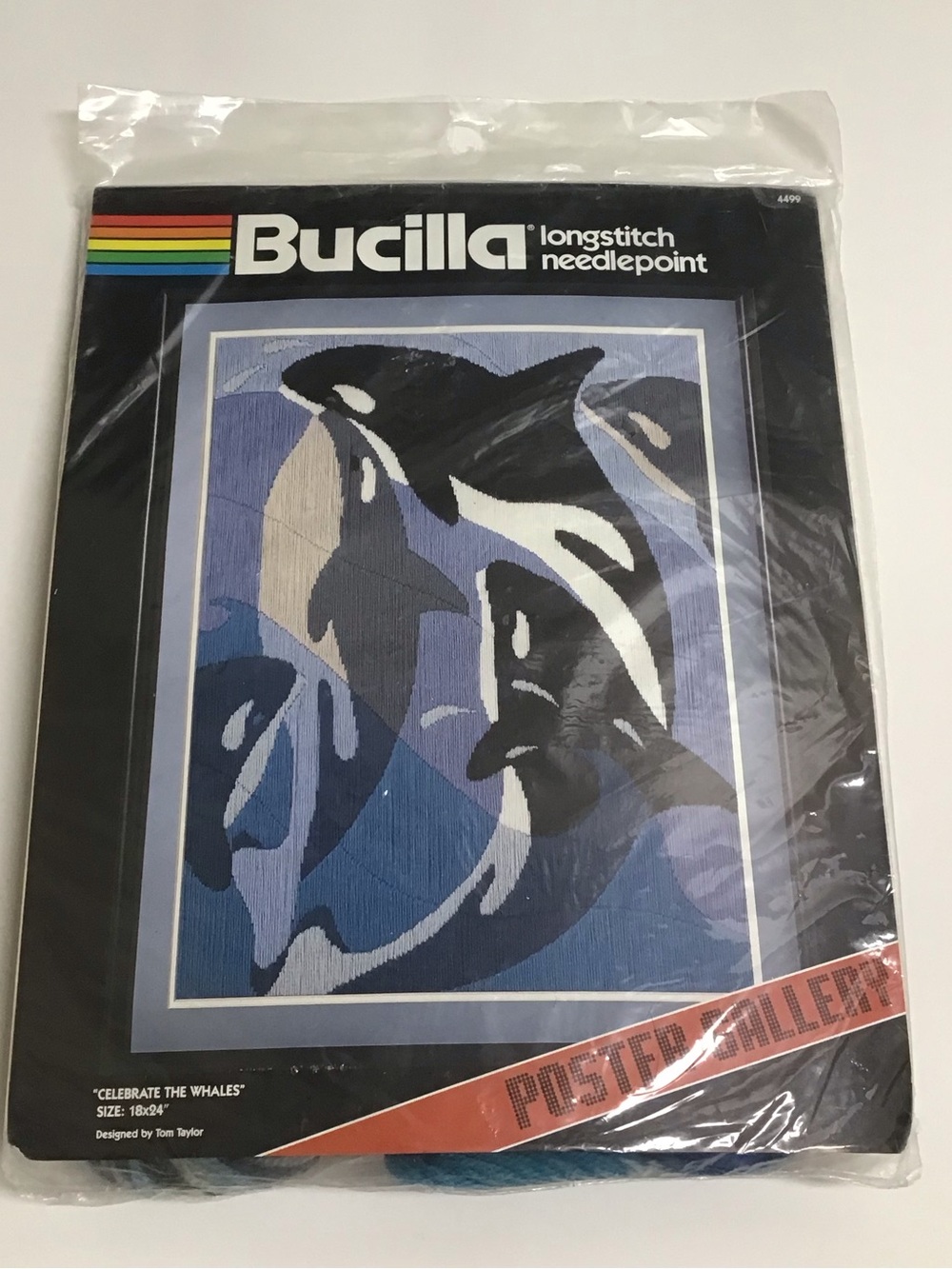 Bucilla Longstitch Needlepoint Whales 18x24” Poster Gallery 4499 Vintage NEW
